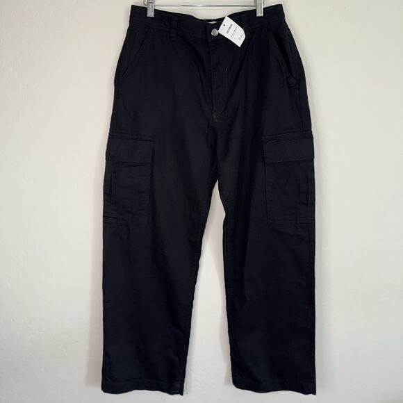 Cotton-On Womens Bobbie Cargo Pant Black Size 8 High Rise Straight Leg NWT - Picture 1 of 7